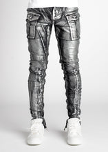 Silver Metallic Stacked Denim