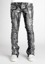 Silver Metallic Stacked Denim