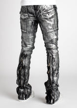 Silver Metallic Stacked Denim