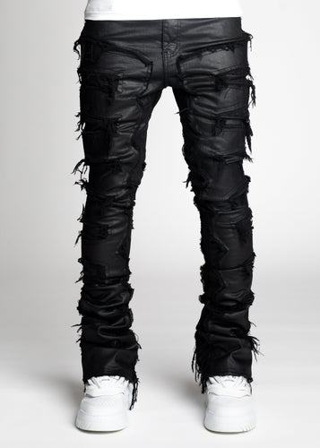 Obsidian Black Waxed Stacked Denim