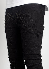 Obsidian Black Embellished Megabat Denim