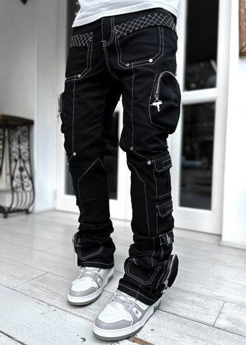 Obsidian Black Contrast Cargo Pant