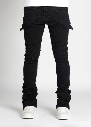 Obsidian Black Megabat Stacked Denim